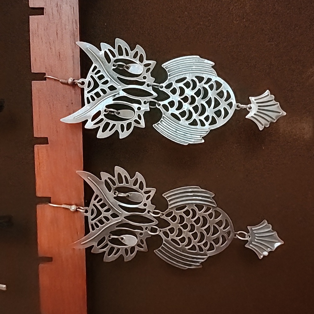 Silver Owl Dangle Chandelier Earrings